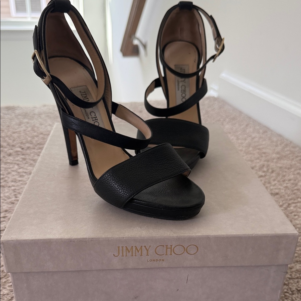 Jimmy Choo Black Strappy Platform Heels